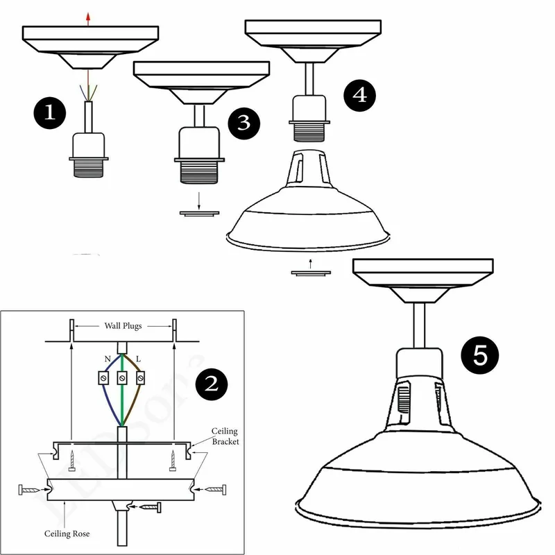 Emaille-Optik Deckenleuchte Fabrikstil Semi Flush E27 ~3806