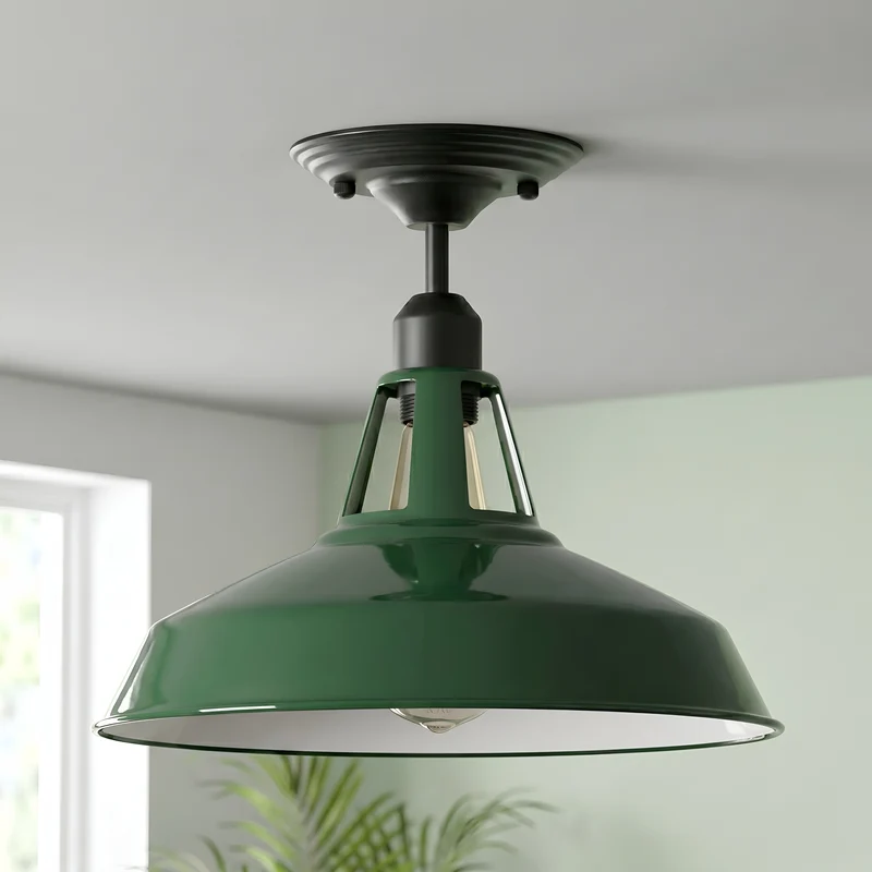 Emaille-Optik Deckenleuchte Fabrikstil Semi Flush E27 ~3806