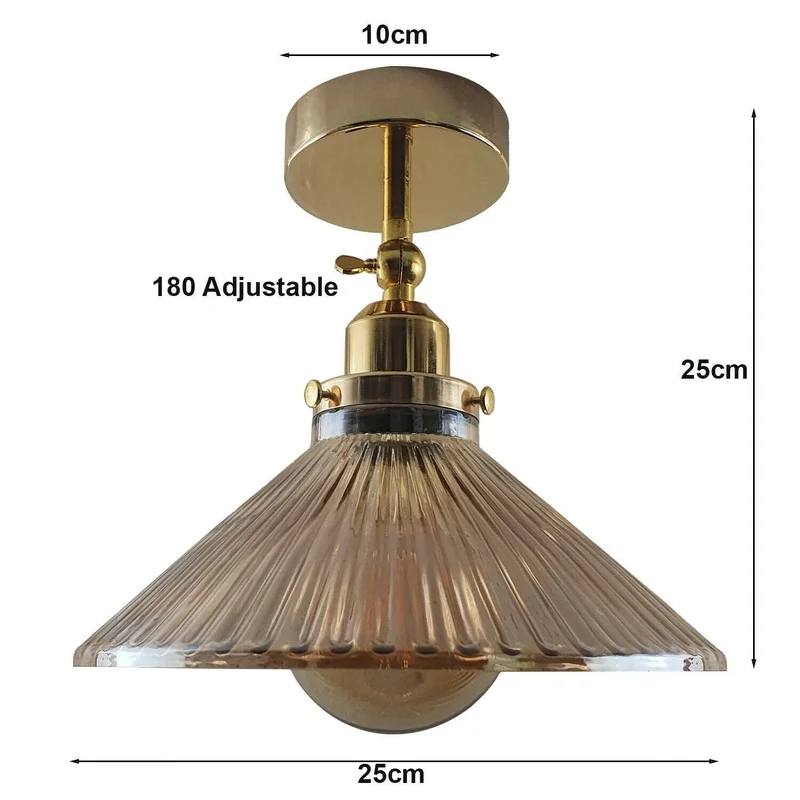 Art Déco Deckenleuchte Riffelglas Flur Wohnzimmer E27 ~3869
