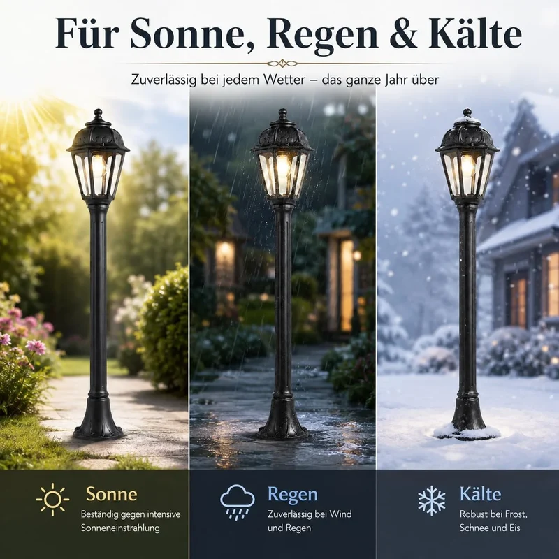 Außen-Sockelleuchte IP55 Kunstharz Schwarz E27~3795