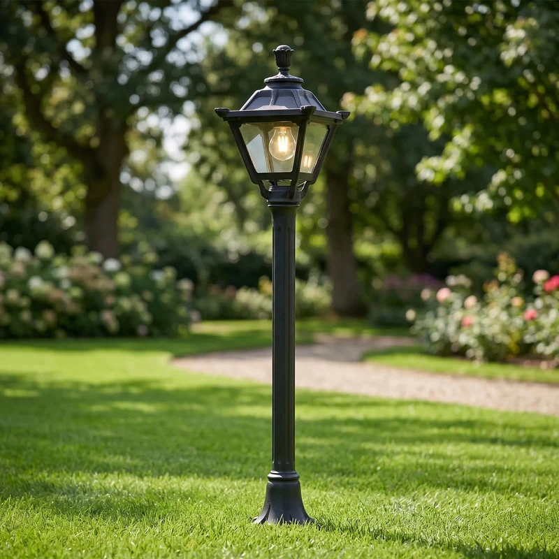 Außen-Sockelleuchte IP55 Kunstharz Schwarz E27~3795