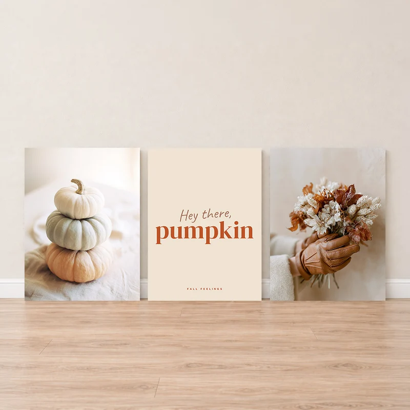 Hey there Pumpkin Leinwand Set – Herbst Trio (3er)
