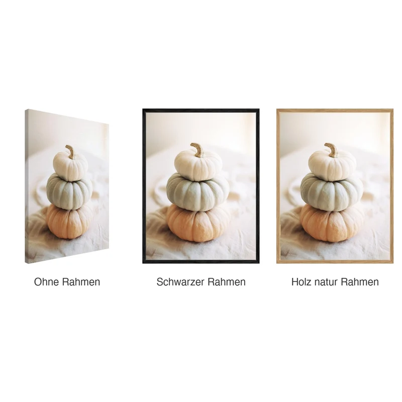 Kürbis & Kaffee Leinwand Set – Herbstmorgen (2er)