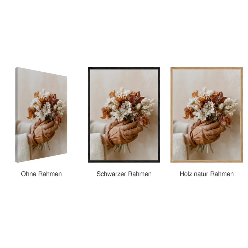 Herbststrauß Leinwand Set – Trockenblumen & Eicheln (2er)