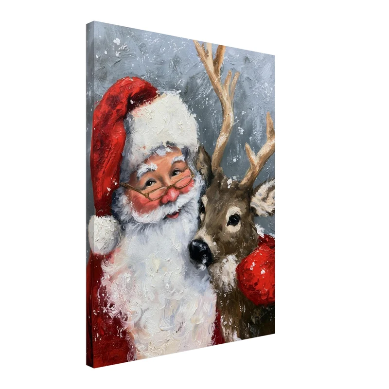 Vintage Weihnachten Leinwand Set – Nostalgie in Öl (3er)