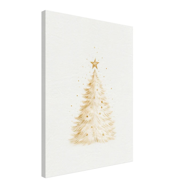 Goldene Weihnacht Leinwand Set – Glocke & Baum (2er)