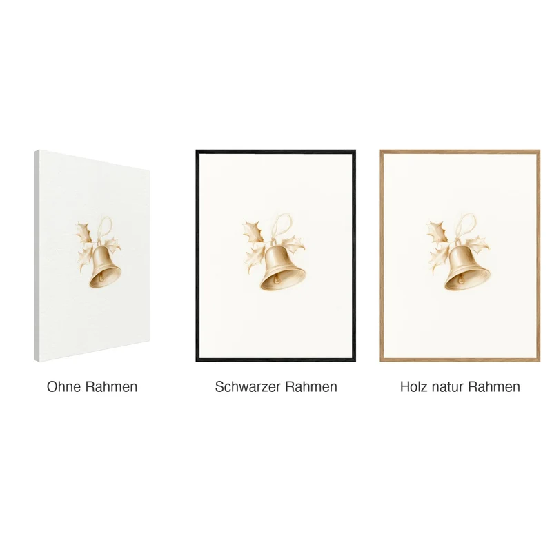 Goldene Weihnacht Leinwand Set – Glocke & Baum (2er)