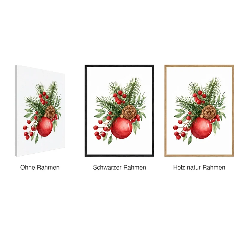 Weihnachtsstern Leinwand Set – Vintage Botanik (3er)