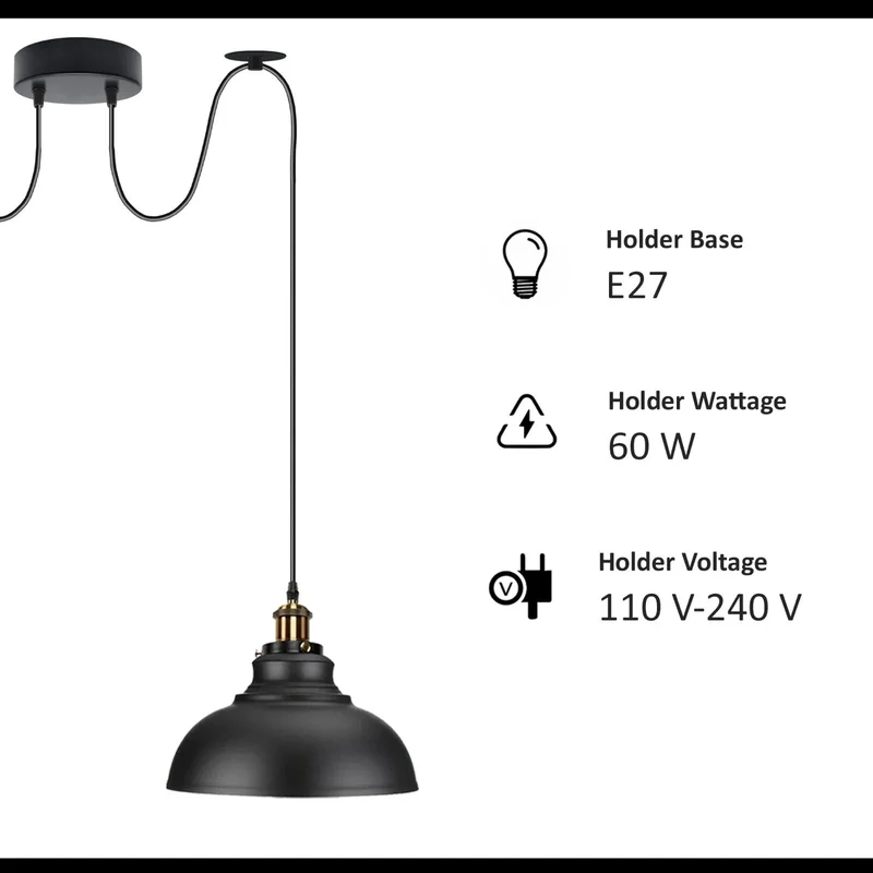 Spinnen-Pendelleuchte 2er-Köpfen, Affenschaukel restaurant bar Deckenlampe E27 ~3800
