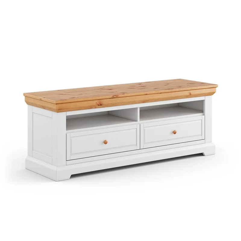 Kleines TV-Board aus Massivholz | Lowboard Marone Elite mit zwei Schubladen