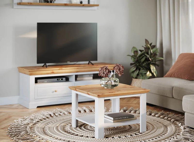 Kleines TV-Board aus Massivholz | Lowboard Marone Elite mit zwei Schubladen