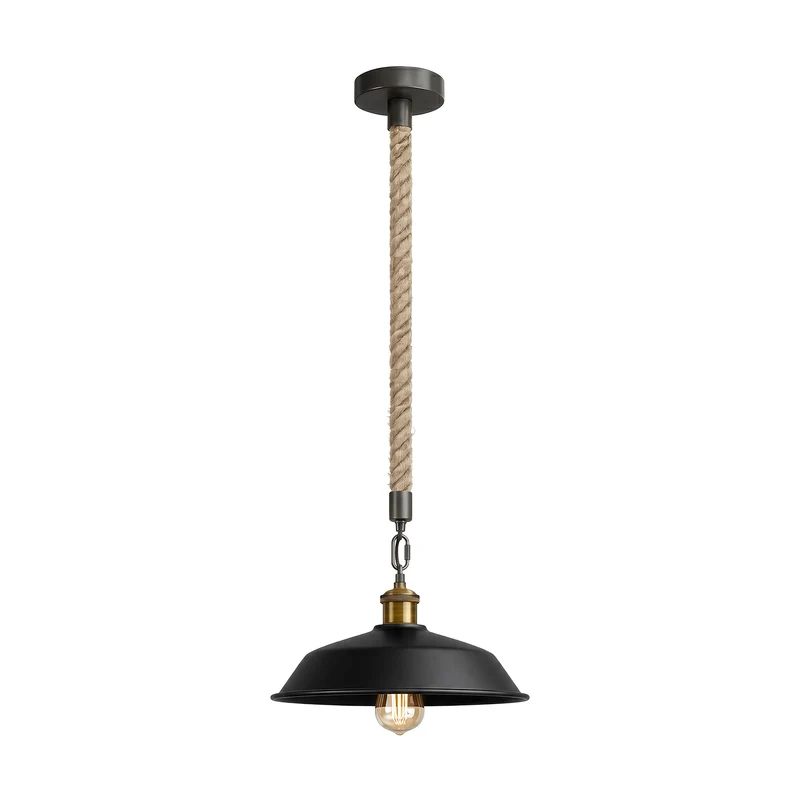 Retro Hanfseil Gastro hangeleuchten Metallkuppel E27 ~3703