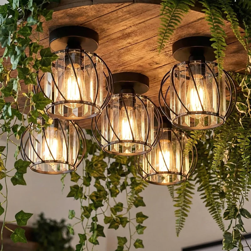 Mini Kristall Deckenleuchte Käfig | E27 Semi-Unterputz Modern Lampe Ø 18cm ~ 3714