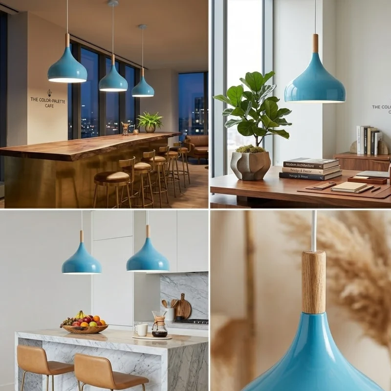 Skandinavische Pendelleuchte aus Holz & Metall Moderne Kücheninsel E27 ~3796