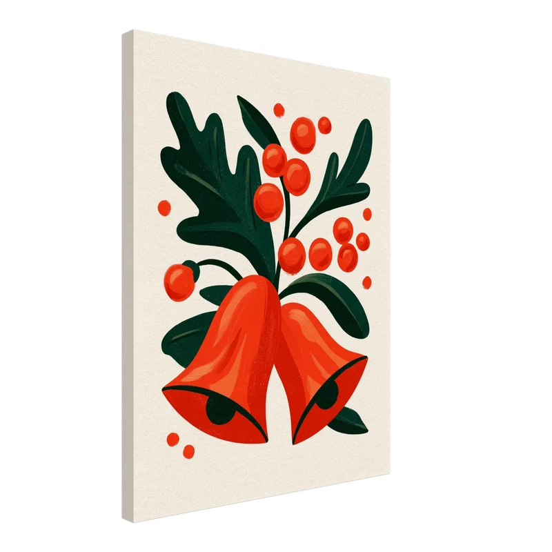 Weihnachtskugeln Leinwand Set – Glocken & Beeren (3er)
