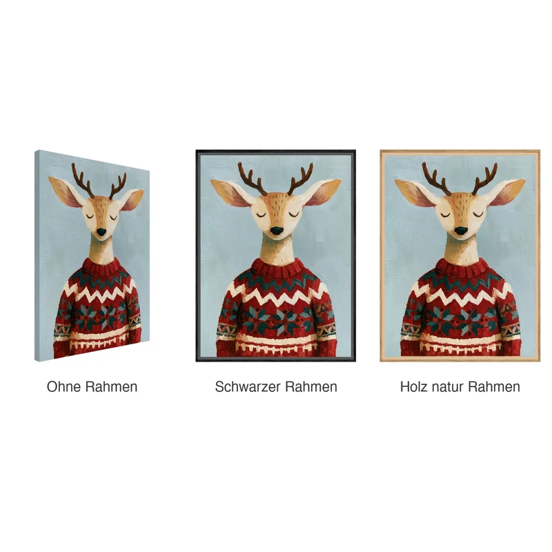 Weihnachtspullover Leinwand Set – Rentier & Dackel (2er)