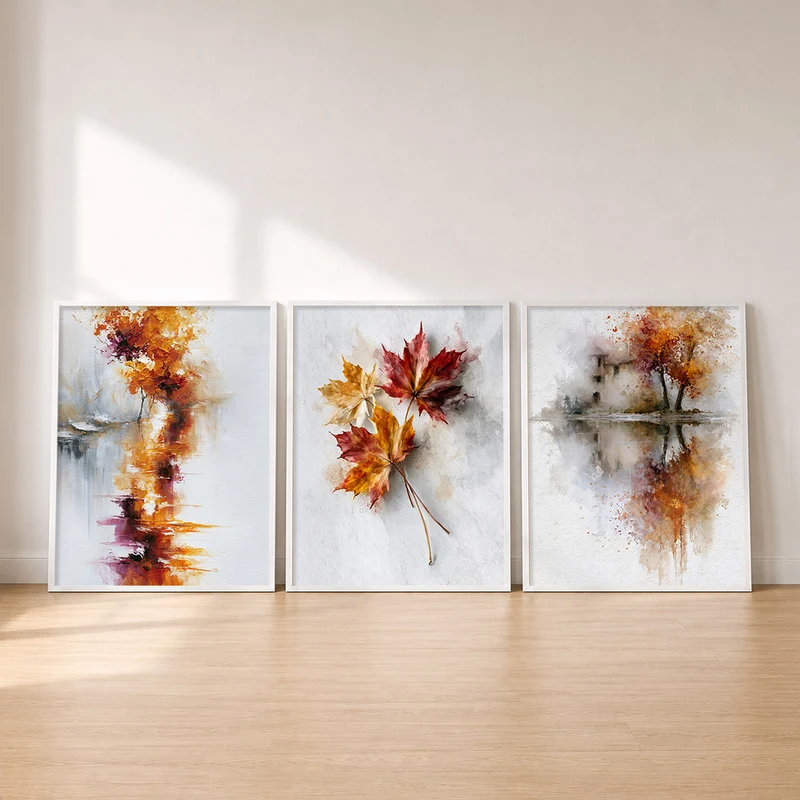 Herbstbaum Poster Set – Aquarell (3er)