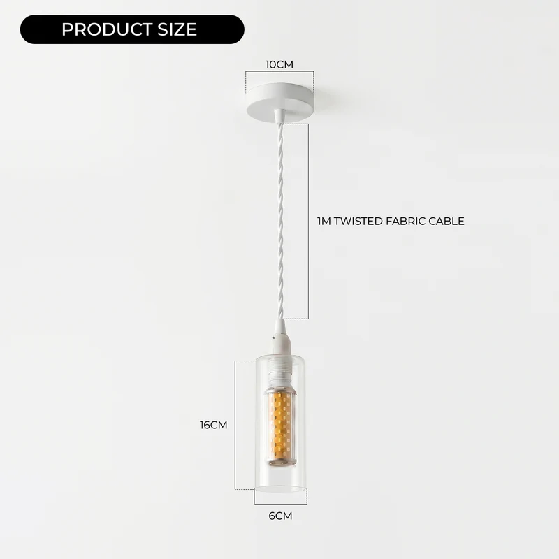 Pendelleuchten-Set aus Klarglas, E14-LED, 1 m weißes Kabel~3773