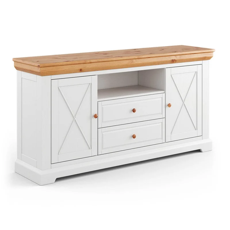 Sideboard aus Massivholz | Zweitürige Wohnzimmerkommode Marone Elite mit zwei Schubladen