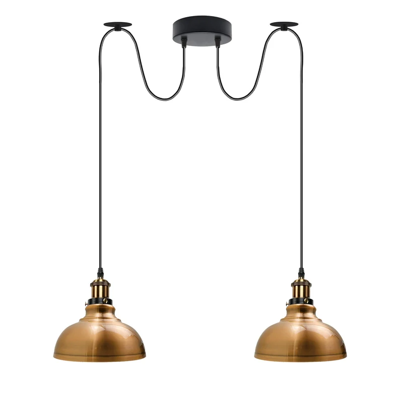 2m moderne industrielle Spinnen-Pendelleuchte 2-flammige Hängelampe E27 ~3794