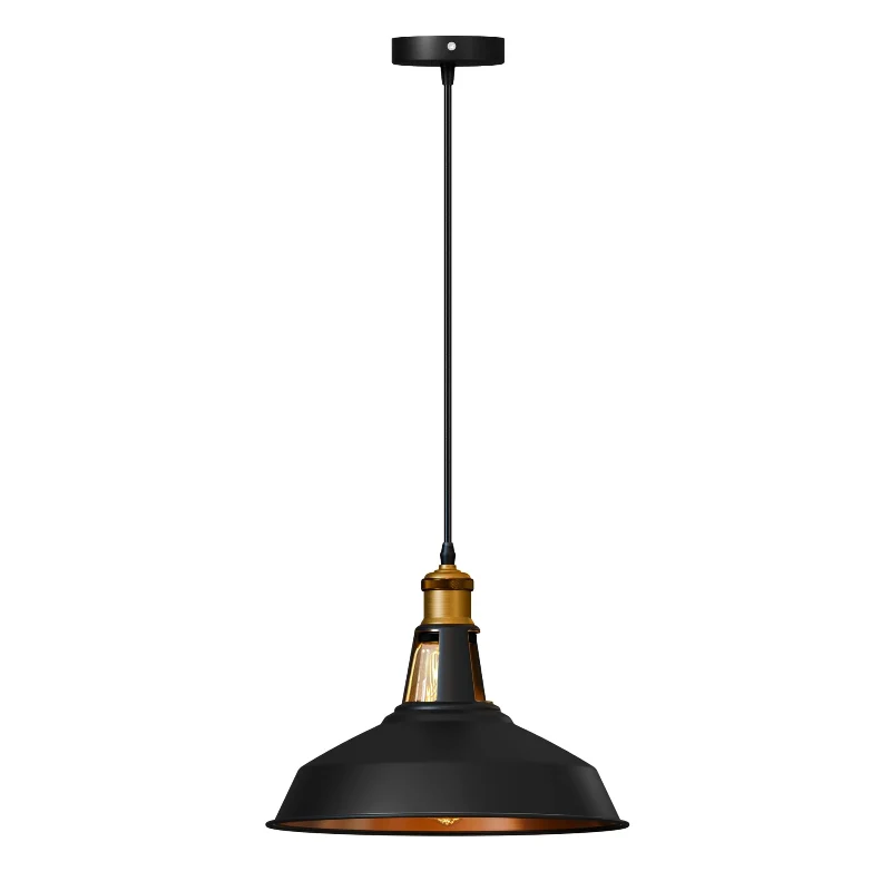 Retro Pendelleuchte E27 Schwarz & Gold Industrial ~3797