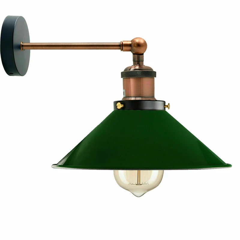 Retro Industrie Wandleuchte Farbig Kegelschirm Verstellbar E27 ~3710