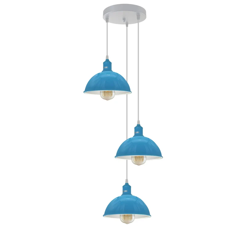 3 Flammige Farben Pendelleuchte Metall Halbkugel Cluster E27 - Ø 21cm ~3707