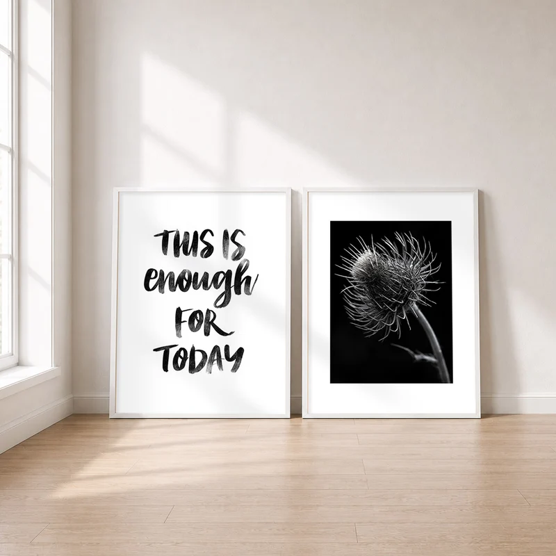 Spruch & Natur Poster Set – Schwarzweiß (2er)