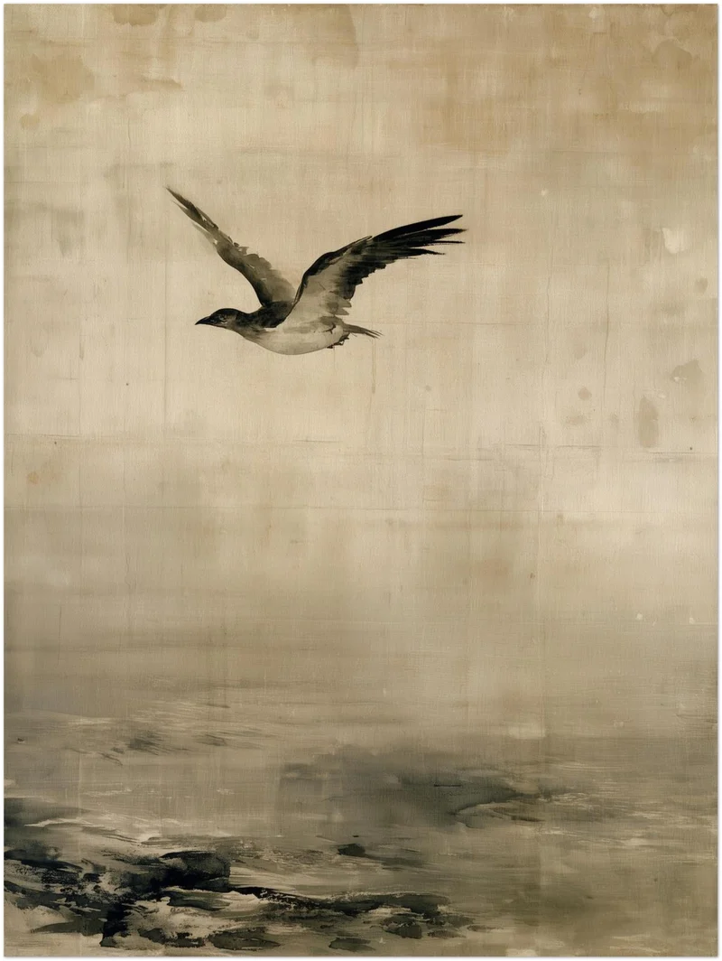 Japandi Poster Set – Bambus & Möwe (2er)