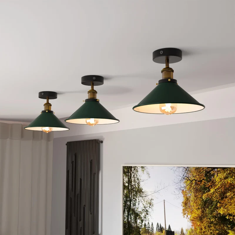 LEDSONE Industrie Deckenlampe Vintage Metall-Schirm E27 ~3733