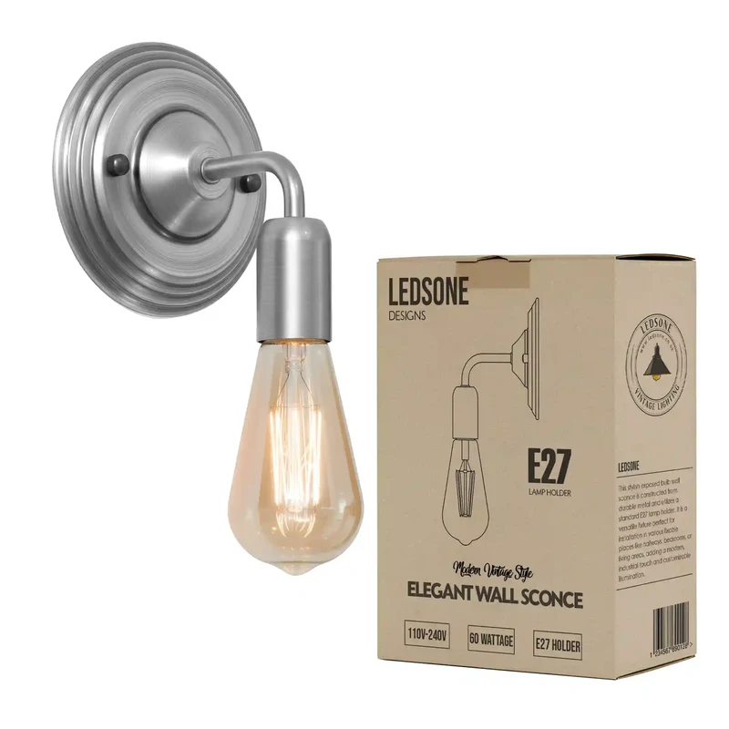 Industrielle Wandleuchte Innen E27 Fassung Retro Metall~3431