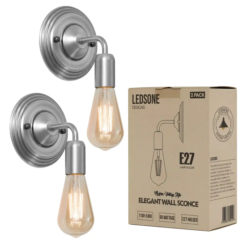 Industrielle Wandleuchte Innen E27 Fassung Retro Metall~3431