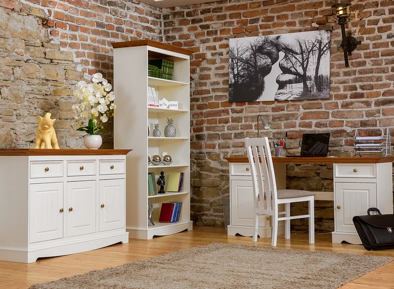 Bologna Elegante Schreibtisch – Weiß & Eichenoptik für Ihr Homeoffice