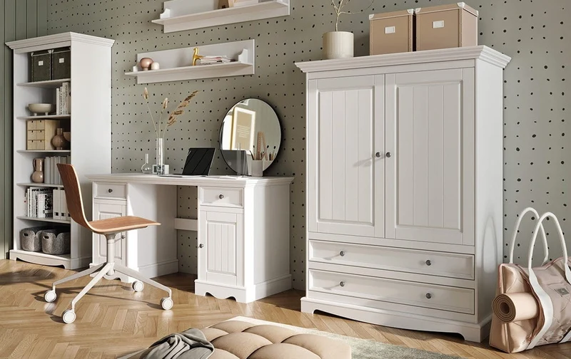 Bologna Elegante Schreibtisch – Weiß & Eichenoptik für Ihr Homeoffice