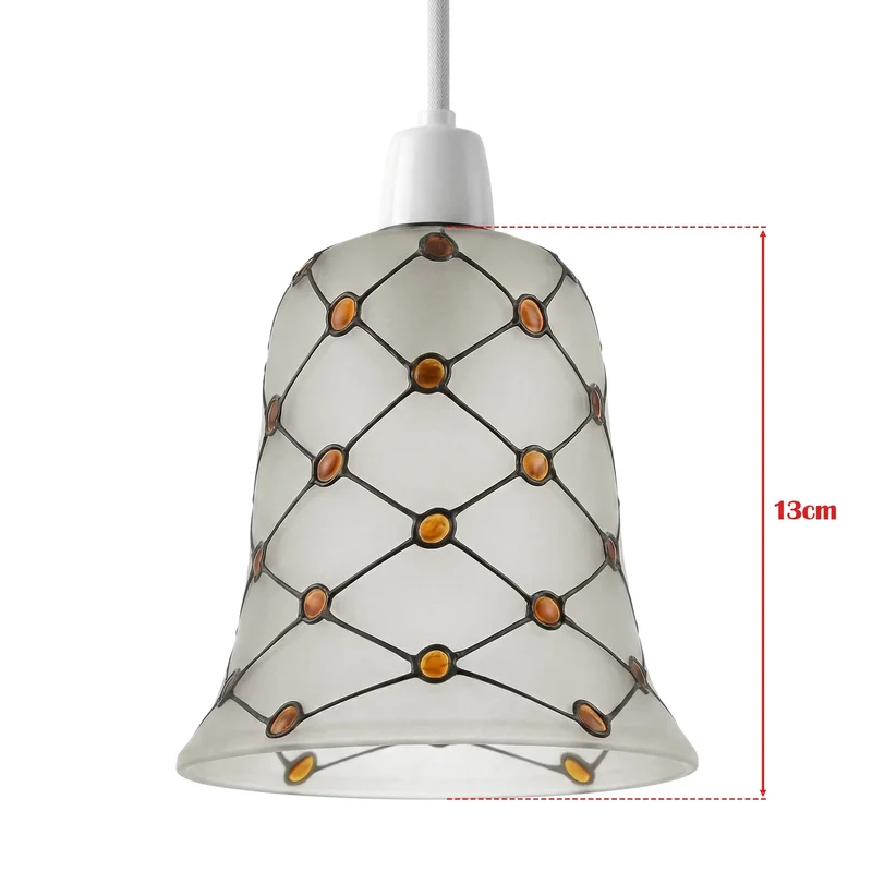 Lampenschirm Glocke Milchglas 13 cm | Ersatzglas Bernstein Perlen Mosaik E27~3695