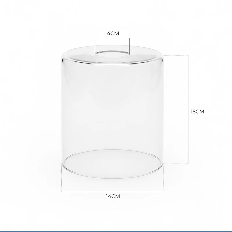 Ersatzglas lampenschirm E27 Klarglas | Zylinder Lampenglas Ø 14cm / Ø7,5cm~3688