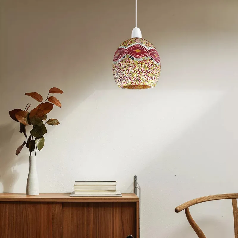Mosaik-Glaslampenschirm Tiffany Handgefertigt Ersatzschirm E27/B22 ~3766