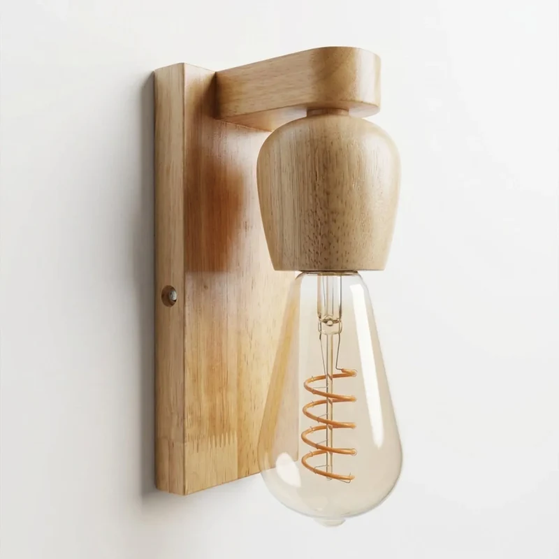 Wandleuchte Holz E27 Skandinavisch – Modern Innen Wandlampe Naturholz~3691