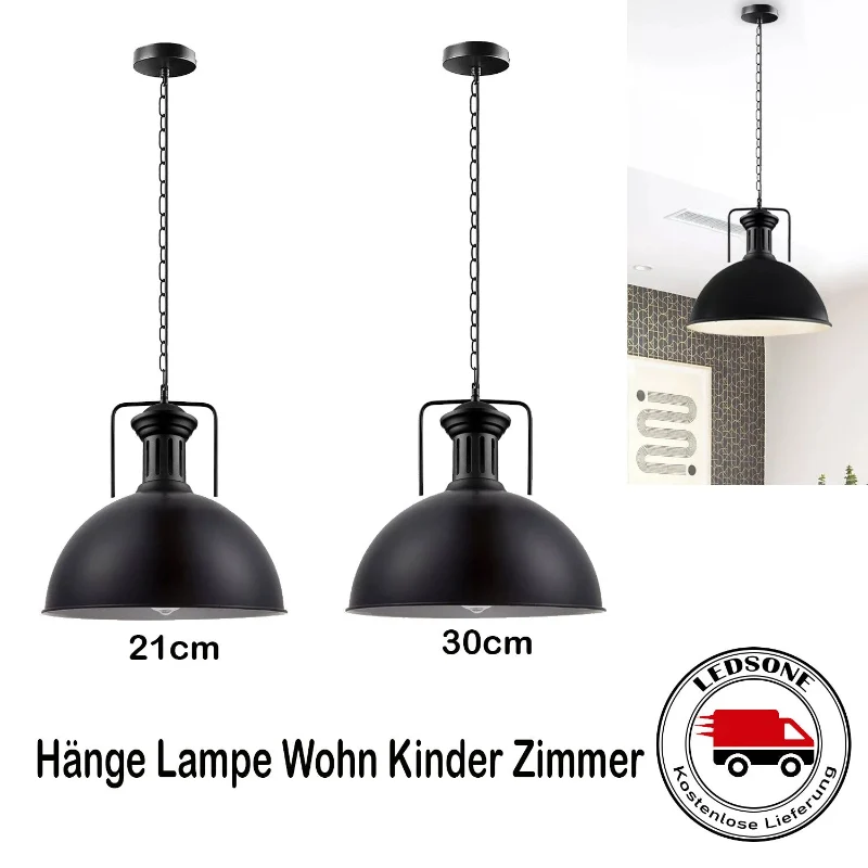 LEDSONE Pendelleuchte Schwarz Vintage Ø 30cm / 21cm ~3665