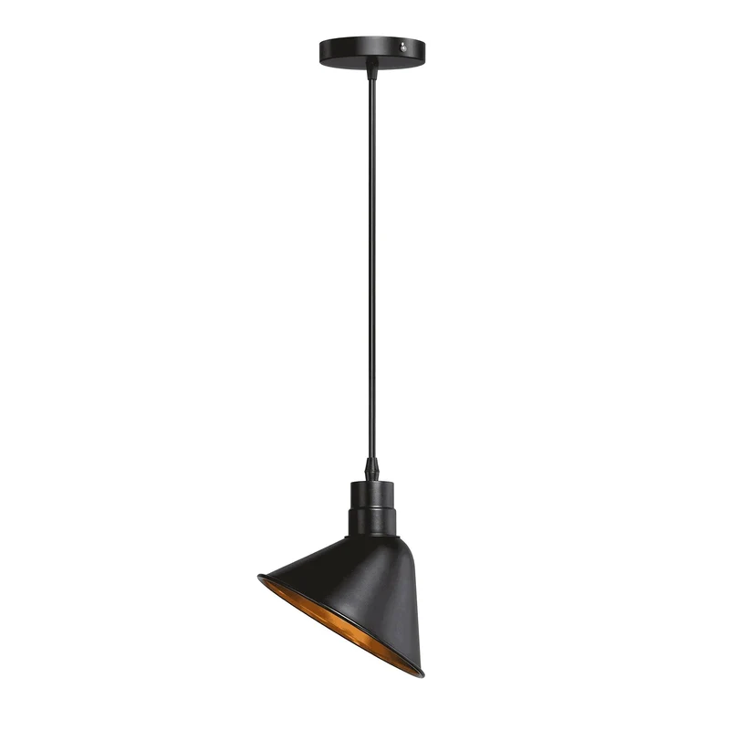 Industrielle schwarze Gold Pendelleuchte E27 Metall Deckenlampe~3705