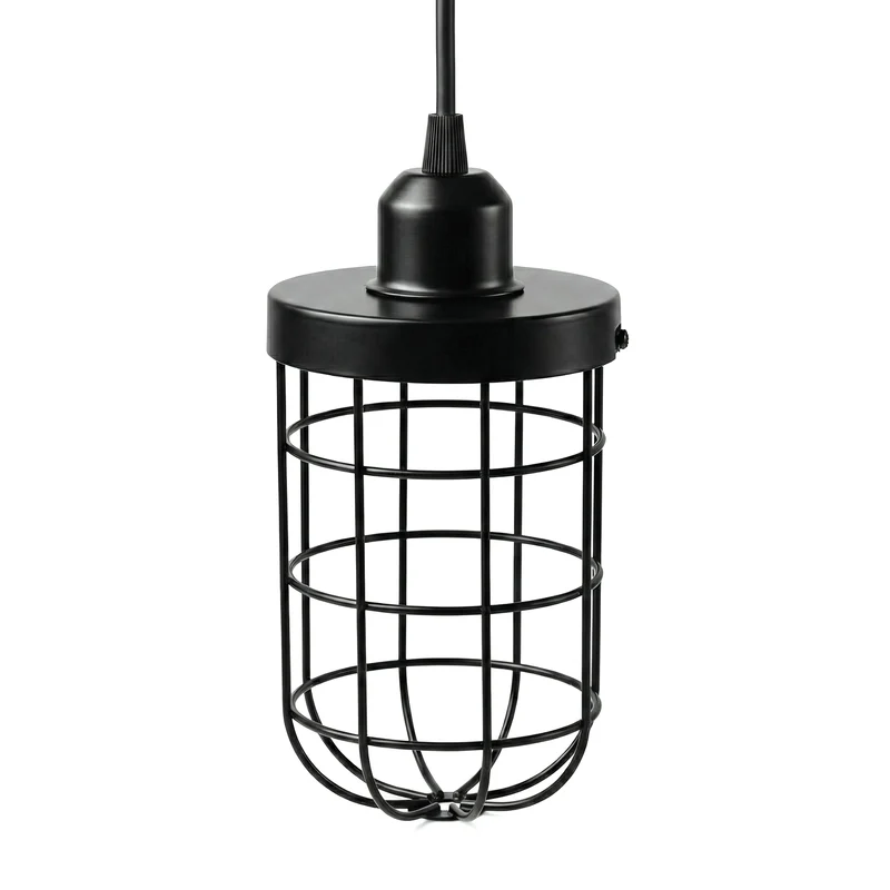 Industrial Pendelleuchte E27 Käfig Schwarz – Vintage Hängelampe ~3720