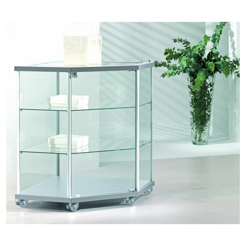 Casa Padrino Luxus Eck-Ladenvitrine 73 x 73 cm H. 92 cm - Ladeneinrichtung - Boutique Möbel - Made in Italy