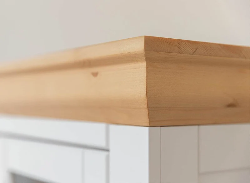 Kleine Vitrine aus Massivholz | Wohnzimmerschrank Marone Elite mit zwei Schubladen