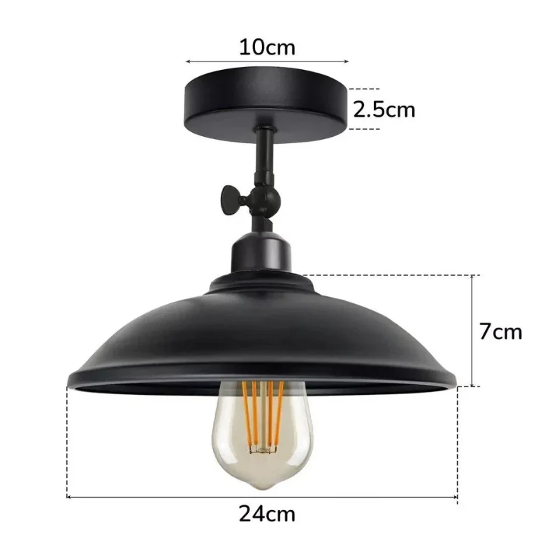 Industrial Flush Mount Deckenlampe Schwarz Retro Metall ~3727