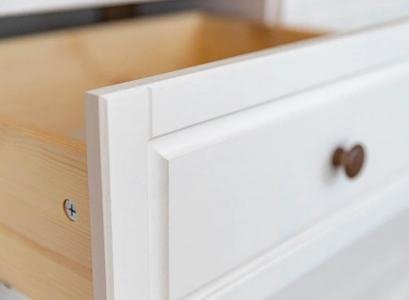 Schmaler Schrank aus Massivholz | Wohnzimmerschrank Marone Elite Tabacco mit zwei Schubladen