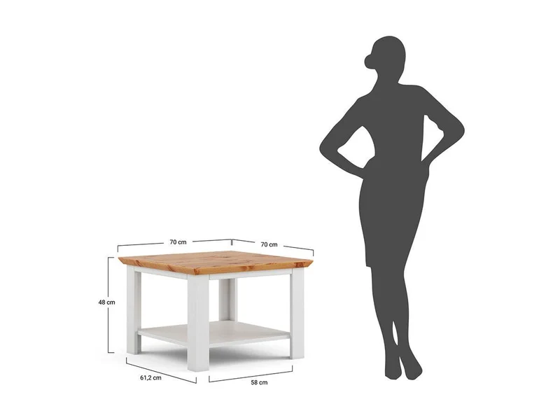 Kleiner Couchtisch aus Massivholz | Beistelltisch Marone Elite Tabacco