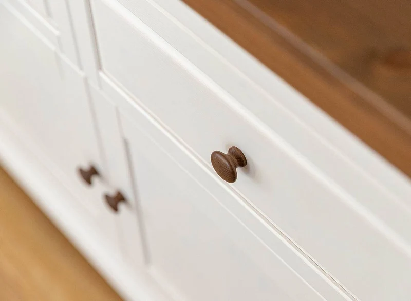 Großes Sideboard aus Massivholz | Viertürige Wohnzimmerkommode Marone Elite Tabacco mit Schubladen