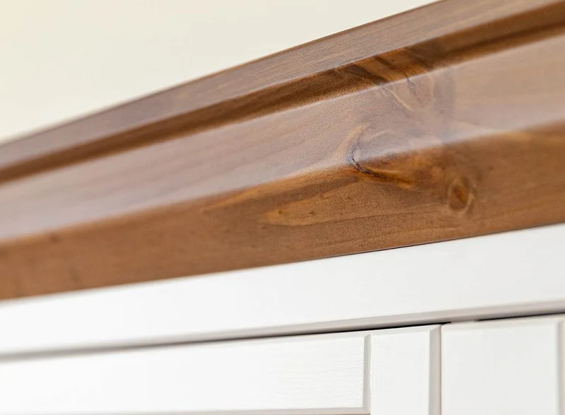 Großes Sideboard aus Massivholz | Viertürige Wohnzimmerkommode Marone Elite Tabacco mit Schubladen