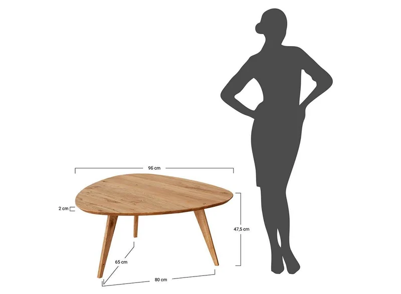 Minimalistischer Couchtisch aus massiver Eiche | Ovaler Beistelltisch Orbetello Tabacco in zwei Größen