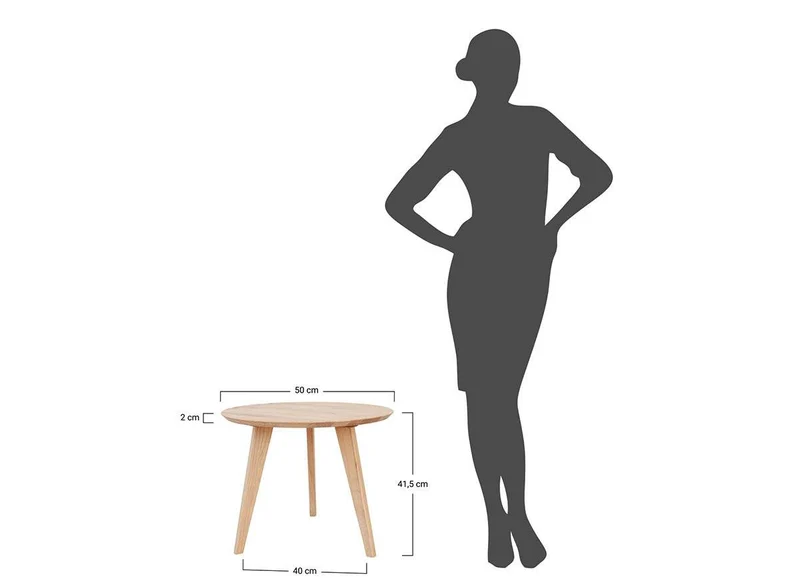 Minimalistischer Couchtisch aus massiver Eiche | Runder Beistelltisch Orbetello in drei Größen